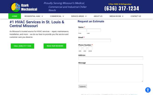 Ozark Mechanical's page as the assistant saw it