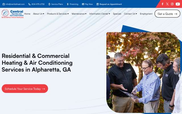 Central Heating and Air Conditioning, Inc.'s page as the assistant saw it