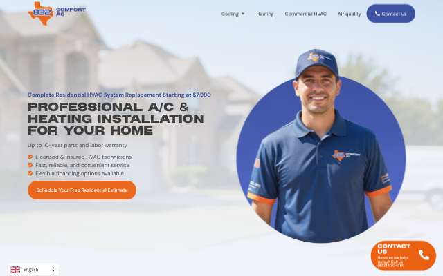 832 Comfort AC Cooling And Heating's page as the assistant saw it