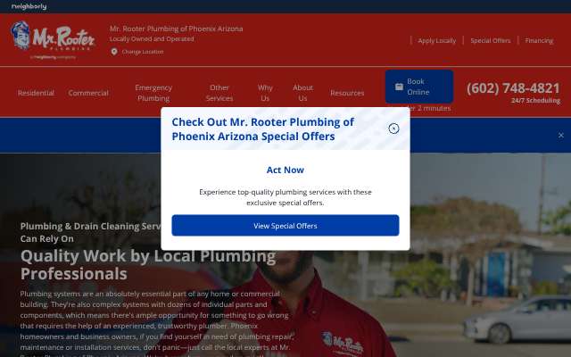 Mr. Rooter Plumbing's page as the assistant saw it