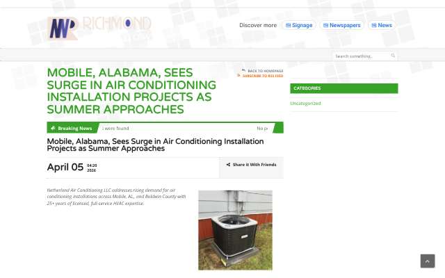 Netherland Air Conditioning LLC's page as the assistant saw it