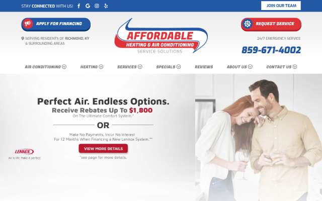 Affordable Service Solutions's page as the assistant saw it