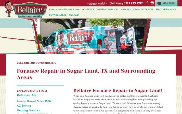 Bellaire Air Conditioning's page as the assistant saw it