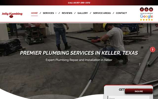 Jolly Plumbing's page as the assistant saw it