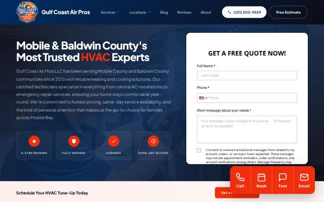Gulf Coast Air Pros LLC's page as the assistant saw it