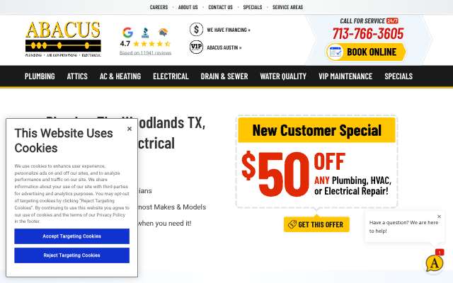 Abacus Plumbing, Air Conditioning & Electrical (abacusplumbing.net)'s page as the assistant saw it