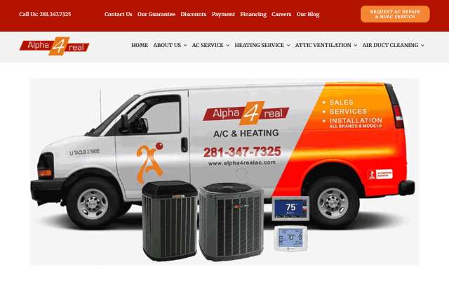 Alpha 4 Real AC Repair & Heating Service's page as the assistant saw it