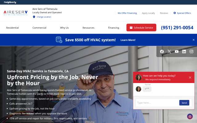 Aire Serv of Temecula's page as the assistant saw it