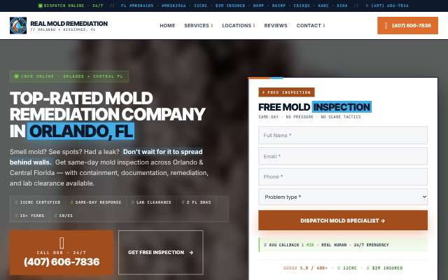 Real Mold Remediation Orlando's page as the assistant saw it