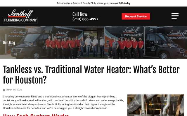 Santhoff Plumbing's page as the assistant saw it
