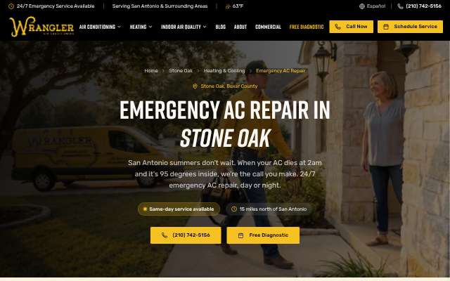 Wrangler Air Conditioning (Wrangler AC San Antonio)'s page as the assistant saw it