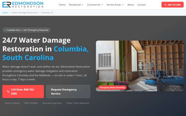 Edmondson Restoration (Columbia, SC)'s page as the assistant saw it