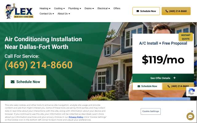 LEX Air Conditioning's page as the assistant saw it
