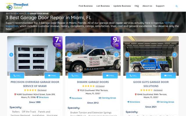 Page cited for Precision Overhead Garage Door Service of Miami