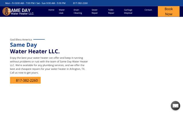 Same Day Water Heater LLC's page as the assistant saw it