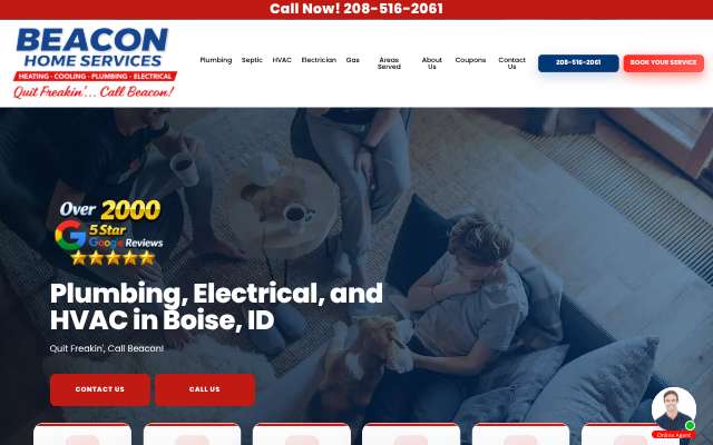 Beacon Plumbing, Heating and Mechanical's page as the assistant saw it