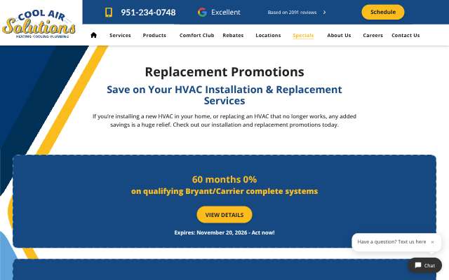 Cool Air Solutions's page as the assistant saw it