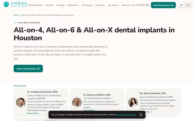 Omega Dentists (Midtown, 106 W Gray St)'s page as the assistant saw it