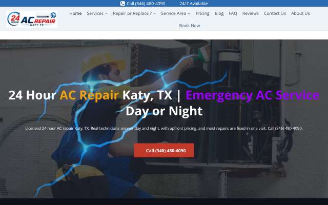 Katy 24 Hour AC Repair's page as the assistant saw it