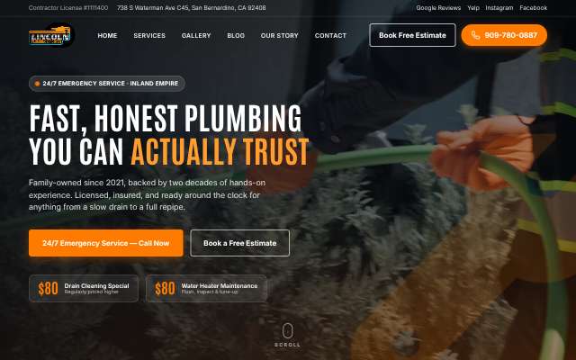 Lincoln Plumbing & Rooter, Inc's page as the assistant saw it