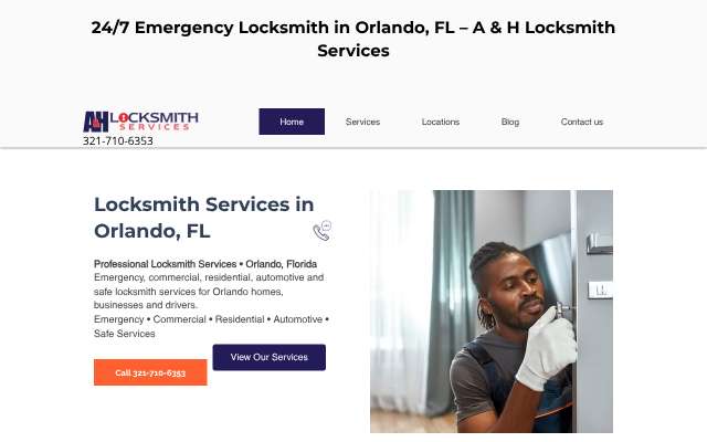 A & H Locksmith Services Orlando's page as the assistant saw it