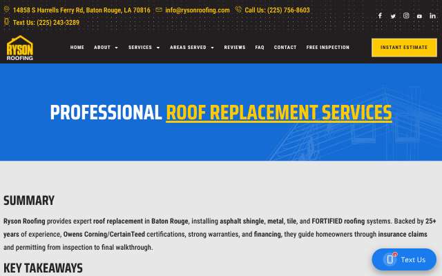 Page cited for Ryson Roofing