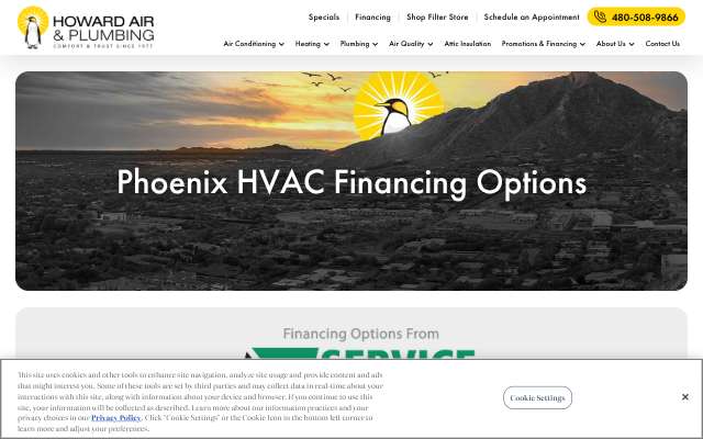 Howard Air & Plumbing's page as the assistant saw it