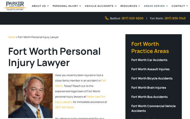 Parker Law Firm's page as the assistant saw it