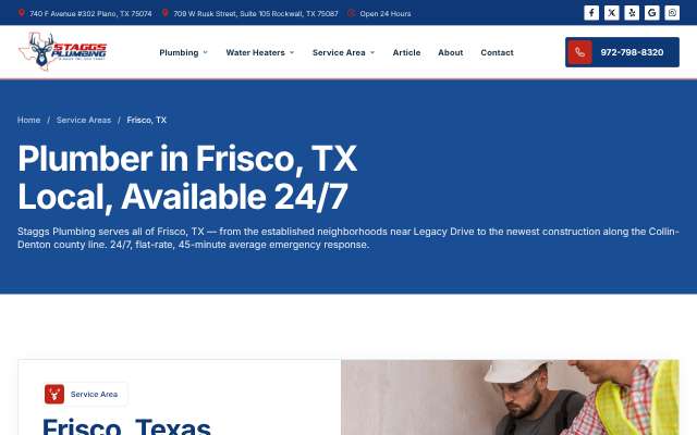 Staggs Plumbing's page as the assistant saw it