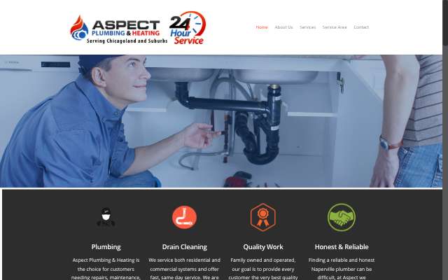 Aspect Plumbing & Heating's page as the assistant saw it