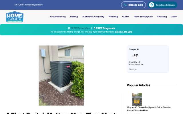 Home Therapist Cooling, Heating & Plumbing's page as the assistant saw it