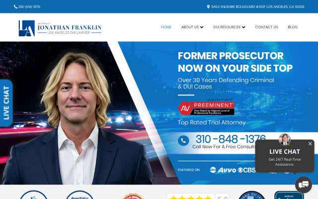 Jonathan Franklin DUI Lawyer's page as the assistant saw it