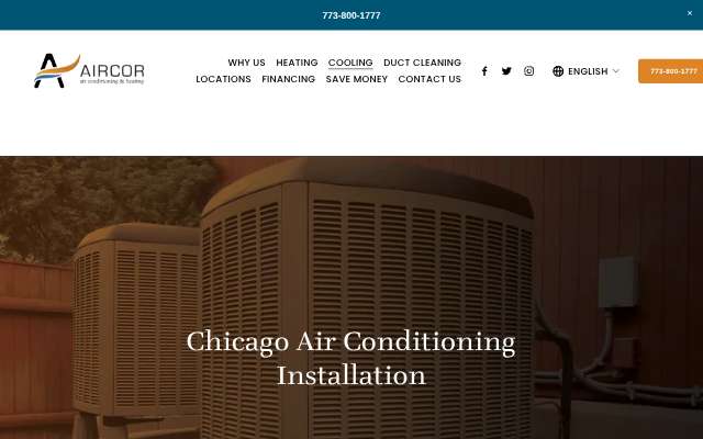 Aircor Air Conditioning and Heating's page as the assistant saw it