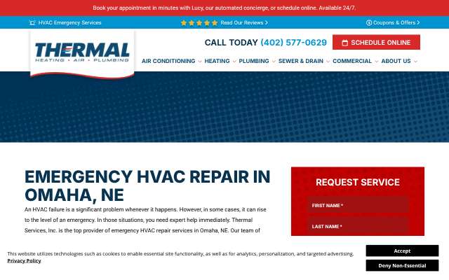 Thermal Services's page as the assistant saw it