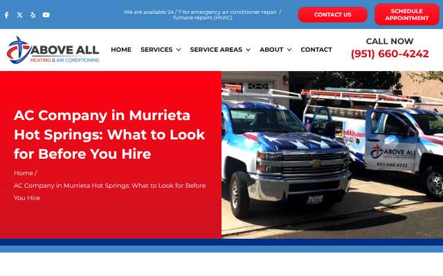 Above All Heating and Air's page as the assistant saw it