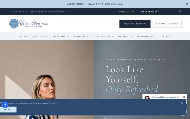 CoolSprings Plastic Surgery (non-surgical aesthetics)'s page as the assistant saw it