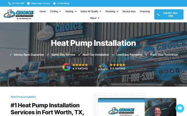 1st Choice Plumbing, Heating & Air Solutions's page as the assistant saw it