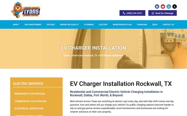 Lyons Electric's page as the assistant saw it