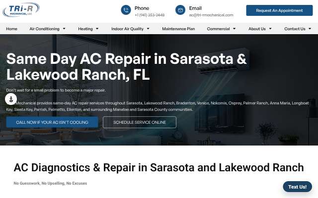 Tri-R Mechanical's page as the assistant saw it