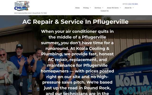 Koala Cooling & Plumbing's page as the assistant saw it