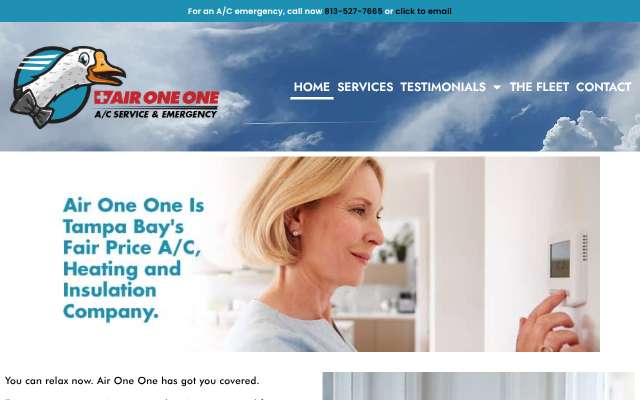 Air One One Air Conditioning's page as the assistant saw it