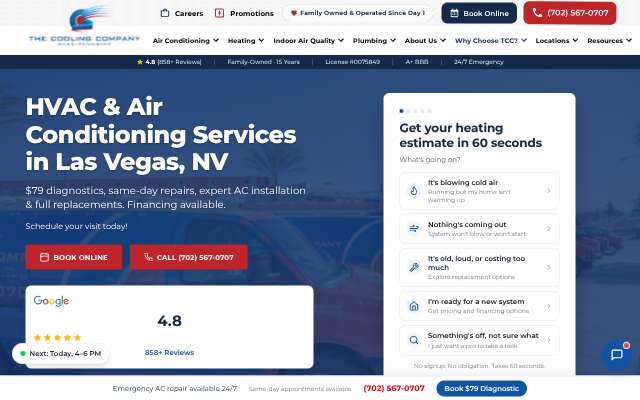 The Cooling Company's page as the assistant saw it