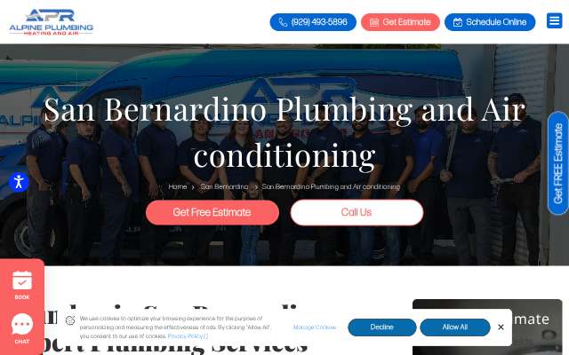 Alpine Plumbing, Heating, and Air's page as the assistant saw it