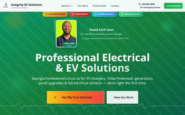 Integrity EV Solutions LLC's page as the assistant saw it