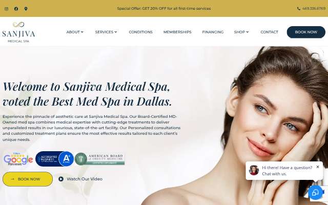 Sanjiva Medical Spa's page as the assistant saw it