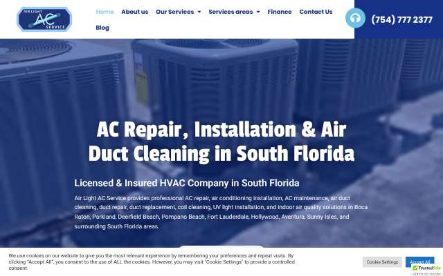 Air Light AC Service Inc's page as the assistant saw it