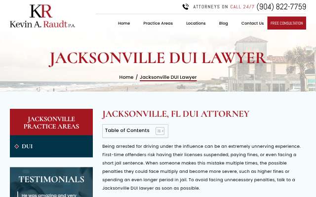 Raudt Law's page as the assistant saw it