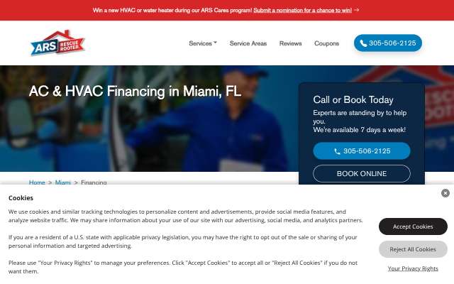 ARS/Rescue Rooter Miami's page as the assistant saw it