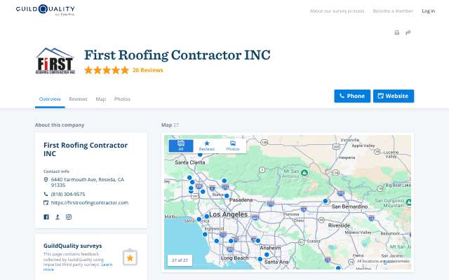 Page cited for First Roofing Contractor Inc