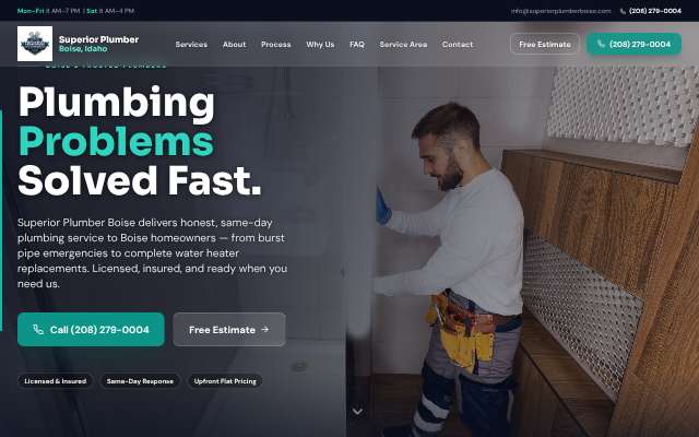 Superior Plumber Boise's page as the assistant saw it